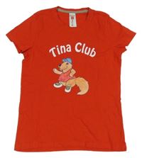 Červené tričko s bobrem a nápisom