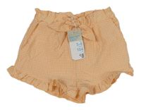 Nové - Oranžovo-biele kockované kraťasy s mašlou Primark