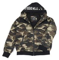 Černo-khaki army šusťáková podzimní bunda s nášivkou a kapucí Chapter young