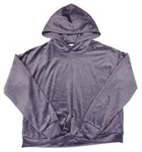 Fialová plyšová crop mikina s kapucňou Dunnes ¨
