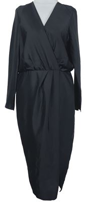 Dámské černé saténové midi šaty River Island 