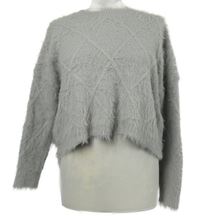 Dámský šedý vzorovaný chlupatý crop svetr Shein 