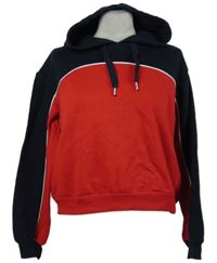 Dámská červeno-tmavomodrá crop mikina s kapucí 