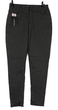 Nové - Dámske tmavosivé plátenné chino nohavice PrettyLittle Thing