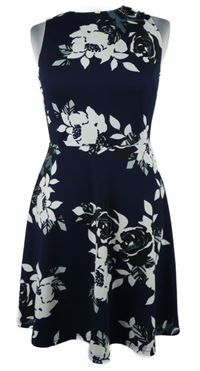 Dámské tmavomodro-bílé květované šaty AX 