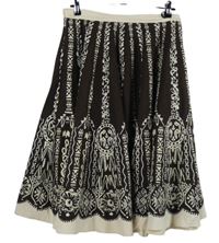 Dámska hnedo-smotanová vzorovaná plátenná midi sukňa Debenhams