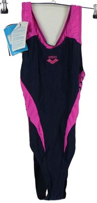 Nové - Dámské tmavomodro-fuchsiové jednodílné plavky s logem Arena 