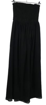 Dámské černé šifonové žabičkové dlouhé šaty bez ramínek Shein 