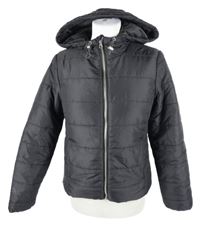 Dámska čierna šušťáková zateplená bunda s kapucňou H&M