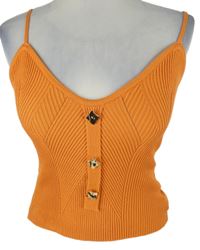 Dámský oranžový žebrovaný pletený crop top Shein 