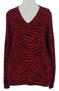 Dámsky červeno-čierny vzorovaný sveter zn. M&S