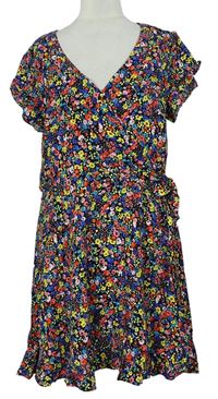 Dámske farebné kvietkovane šaty s mašlou Oasis