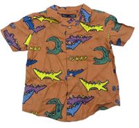 Hnedá košeľa s dinosaurami Next