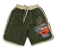 Khaki-béžové šusťákové kraťasy s Cars Disney