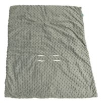 Šedá plyšová minky zateplená zavinovací deka do autosedačky so zvieratkami