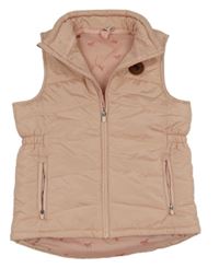 Svetloružová šušťáková zateplená vesta s nášivkou Yigga