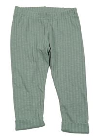 Khaki žebrované úpletové legíny H&M