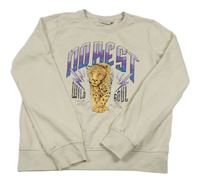 Béžová mikina s nápisem a leopardem Only