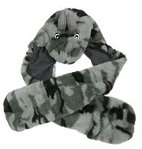 Šedá army chlupatá čepice se šálou - drak George vel.104-128