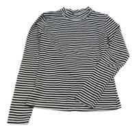 Černobílé pruhované triko se stojáčkem H&M