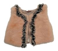 Svetloružová kožušinová vesta s volánom