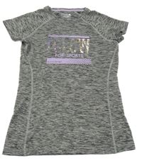 Černo-šedé melírované sportovní tričko s nápisem 