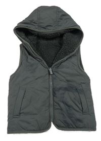 Sivá šušťáková zateplená obojstranná vesta s kapucňou Dunnes