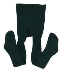 Tmavozelené žebrované punčocháče