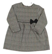 Čierno-bielo-ružové kockované teplákové šaty s mašlou Primark