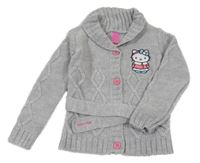 Sivý prepínaci sveter s Hello Kitty a opaskom Sanrio