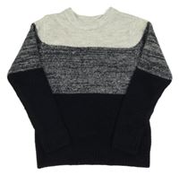 Tmavomodro-sivý melírovaný sveter H&M