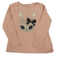 Růžové triko s králíčkem H&M