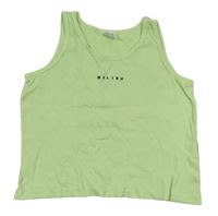 Zelenkavý rebrovaný crop top s nápisom Zara