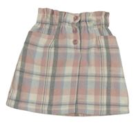 Ružovo-světlemodro-sivá kockovaná flaušová sukňa zn. Nutmeg