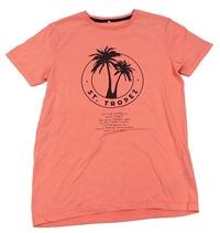 Neonově růžové tričko s palmami Name it