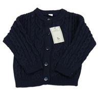 Nové - Tmavomodrý prepínaci vlnený sveter s 3D vzorom Tu