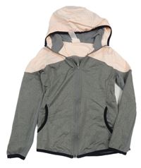 Světlerůžovo-šedá sportovní propínací mikina s kapucí Decathlon