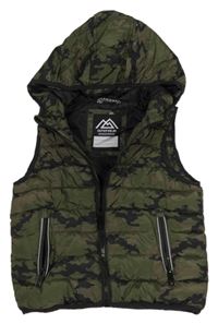 Khaki army šusťáková zateplená vesta s kapucí Matalan