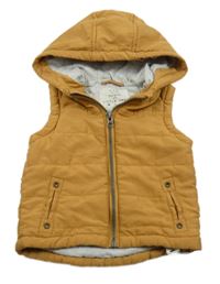 Hořčicová šusťáková zateplená bunda s kapucí F&F