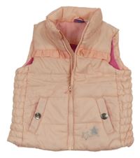 Světlerůžová šusťáková zateplená vesta s volánkem Lupilu