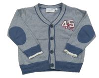 Modro-biely proužkatý prepínaci sveter s číslom