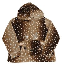 Hnedá bodkovaná á chlpatá mikina s kapucí - sob H&M