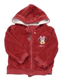 Rubínová sametová propínací mikina s Minnie a kapucí Disney