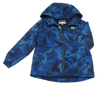 Tmavomodrá vzorovaná šusťáková jarní bunda s kapucí F&F