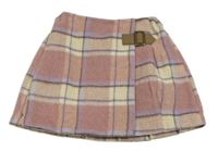 Starorůžovo-krémovo-lila kockovaná sukňa Next