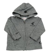 Sivo-čierna melírovaná prepínaci mikina s výšivkou a kapucňou