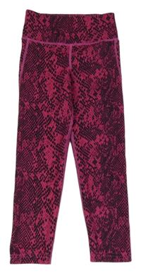 Fuchsiovo-černé sportovní legíny s hadím vzorem Adidas