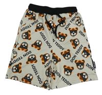 Šedobéžové teplákové kraťasy s medvědy 
