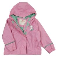 Růžová nepromokavá jarní bunda s jednorožcem a kapucí Kiki&Koko