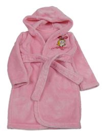 Ružový chlpatý župan s obrázkom a kapucňou George
